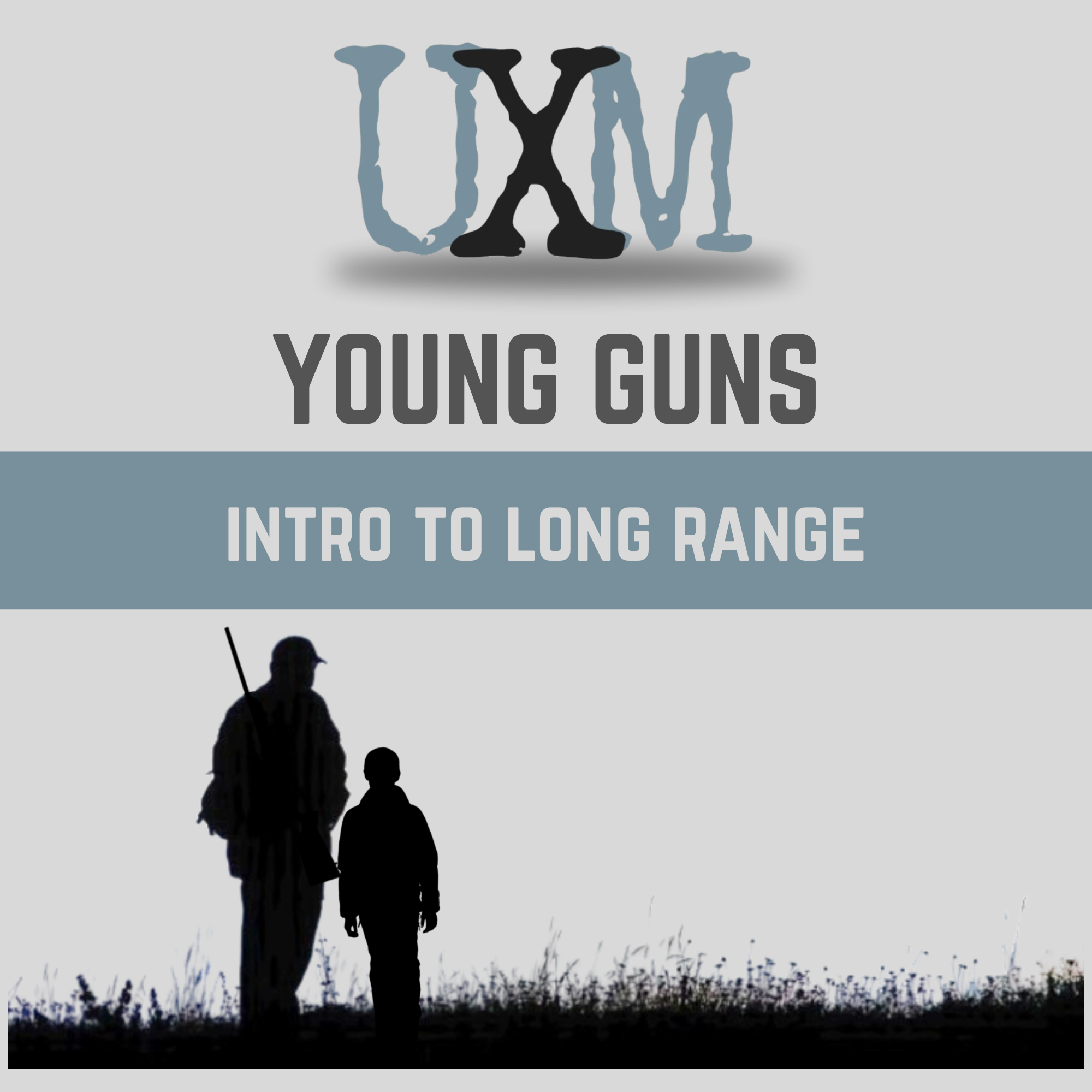 Young Guns course artwork with a mentor and youth hunter silhouette